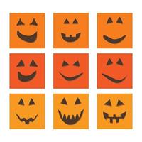 halloween pumpa ansikte jack-o-lantern på svarta gratulationskort vektor