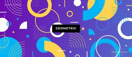 Helle bunte geometrische Form nahtloser Musterhintergrund im Memphis-Stil, Kreis, Form, Punkt, Linienverlaufsformkonzept. vektor