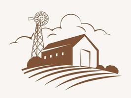 Windkraftanlage auf Farm, Ökoenergie vektor