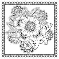 Mehndi-Blume für Henna, Mehndi, Tätowierung, Dekoration. dekoratives Ornament im ethnisch-orientalischen Stil, Doodle-Ornament, Umrisshand zeichnen. Malbuchseite. vektor