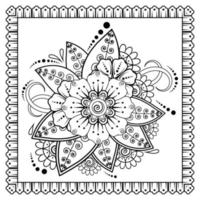 Mehndi-Blume für Henna, Mehndi, Tätowierung, Dekoration. dekoratives Ornament im ethnisch-orientalischen Stil, Doodle-Ornament, Umrisshand zeichnen. Malbuchseite. vektor