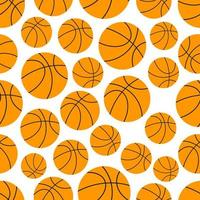 nahtloses Muster mit orange Basketballbällen flache Design-Vektor-Illustration isoliert auf weißem Hintergrund. Basketball - beliebtes Sportspiel und Ball - Symbol dafür. vektor