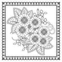 Mehndi-Blume für Henna, Mehndi, Tätowierung, Dekoration. dekoratives Ornament im ethnisch-orientalischen Stil, Doodle-Ornament, Umrisshand zeichnen. Malbuchseite. vektor