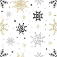 einfaches nahtloses weihnachtsmuster. Schneeflocken mit verschiedenen Ornamenten. auf weißem Hintergrund vektor