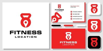 kettlebell plats nål karta gym fitness träning skivstång logotyp design med layout mall visitkort vektor