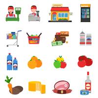 Supermarkt Icons Set vektor