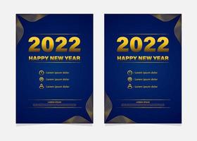 blaue und goldene Neujahrsfeier Flyer Vorlage vektor