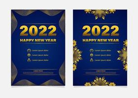 blaue und goldene Neujahrsfeier Flyer Vorlage vektor