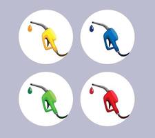 Benzinpumpe Öl in Tankstellenindustrie Symbolsammlung Set Illustration Vektor