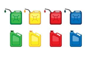 Plastikkanister und Ölproduktverpackung Symbol Icon Set Illustration Vektor