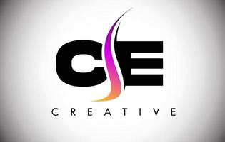 CE Letter Logo Design mit kreativem Shoosh und modernem Look vektor