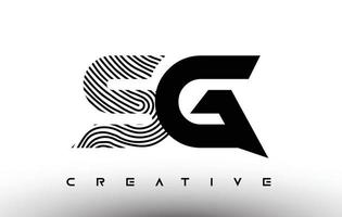 sg Fingerabdruck Zebra Brief Logo Design. sg-logo mit Fingerabdruck-kreativem Symbolvektor vektor