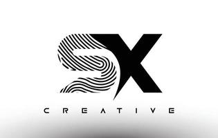 sx Fingerabdruck Zebra Brief Logo Design. sx-Logo mit Fingerabdruck-kreativem Symbolvektor vektor