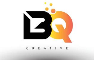 bq svart orange bokstavslogotypdesign. bq ikon med prickar och bubblor vektor logotyp