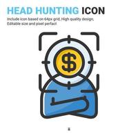 head hunting ikon vektor med kontur färg stil isolerad på vit bakgrund. vektor illustration rekrytering tecken symbol ikon koncept för företag, finans, industri, företag, webb, appar och projekt
