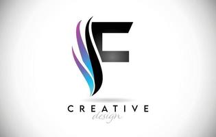 bokstaven f-logotyp med kreativa gradient-swooshes. kreativa eleganta bokstaven f med färgglada vektorikon vektor