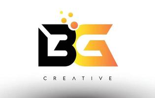 bg svart orange bokstavslogotypdesign. bg ikon med prickar och bubblor vektor logotyp