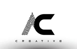 ac Fingerabdruck Zebra Letter Logo Design. AC-Logo mit Fingerabdruck-kreativem Symbolvektor vektor