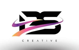 BS-Logo-Buchstaben-Design-Symbol. bs-Buchstaben mit bunten kreativen Swoosh-Linien vektor