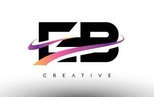 eb logotyp brev designikon. eb-bokstäver med färgglada kreativa swoosh-linjer vektor