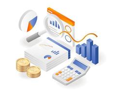 Geschäftsdatenanalyse in isometrischer Darstellung vektor