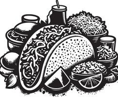 Mexikaner Taco Silhouette zum Straße schnell Essen Design Illustration, schwarz Farbe Silhouette vektor