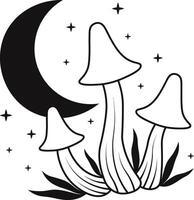 himmlisch Magie Pilz mit Star und Mond Ornament. Illustration isoliert auf Weiß Hintergrund. vektor