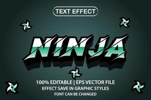 Ninja 3d bearbeitbarer Texteffekt vektor