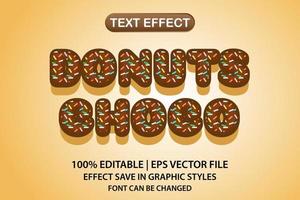 Donuts Chocho 3D bearbeitbarer Texteffekt vektor