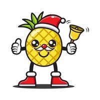 süße Cartoon-Ananas, die Weihnachten feiert vektor