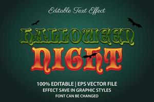 halloween natt 3d redigerbar texteffekt vektor