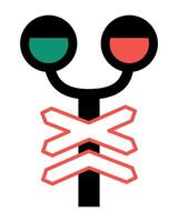 Eisenbahn Semaphor Symbol mit Verbot Zeichen. Eisenbahn der Verkehr Beleuchtung. Schiene Weg halt Clip Art isoliert auf Weiß Hintergrund vektor