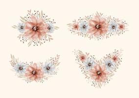 Satz schöner Aquarellblumenstrauß-Blumendekoration vektor