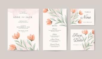 minimalistische Hochzeitskartensammlung mit schönem Blumenaquarell vektor