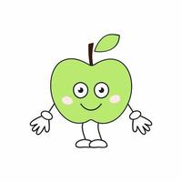 sött äpple med ögon och ett leende. karaktär i barnbok. smiley för sociala nätverk. vektor