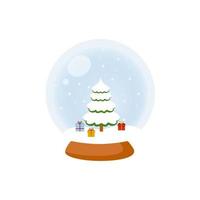 magische glaskugel mit weihnachtsbaum und geschenken. Christbaumschmuck. vektor