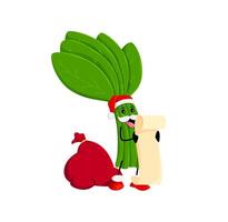 Karikatur Spinat Gemüse Charakter mit Geschenke Tasche vektor