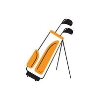 golfbag med klubbor i doodle stil. handritad isolerade vektorillustration vektor