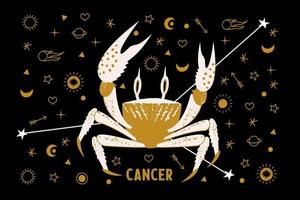 cancer är ett zodiakens tecken. horoskop och astrologi. vektor handritad illustration i platt stil.