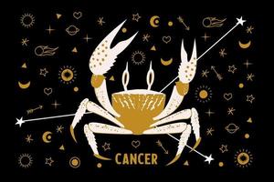 Krebs ist ein Sternzeichen. Horoskop und Astrologie. handgezeichnete Vektorgrafik in einem flachen Stil. vektor