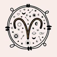 Sternzeichen Widder. Horoskop und Astrologie. Vektor-Illustration in einem flachen Stil. vektor
