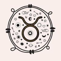 Stier ist ein Tierkreiszeichen. Horoskop und Astrologie. Vektor-Illustration in einem flachen Stil. vektor