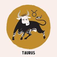 Oxen är ett zodiakens tecken. horoskop och astrologi. vektor illustration i platt stil.