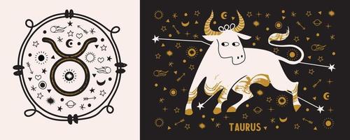 Oxen är ett zodiakens tecken. horoskop och astrologi. vektor illustration i platt stil.