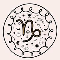 Stenbocken är ett zodiakens tecken. horoskop och astrologi. vektor illustration i platt stil.