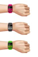 Smart Watch On Hand Dekorativ ikonuppsättning vektor