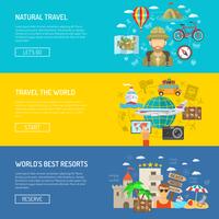 Travel Flat Horizontal Banner Set vektor