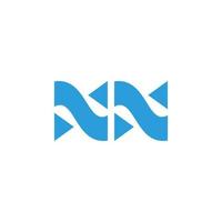 bokstaven nn triangel blå vågor geometriska enkel logotyp vektor