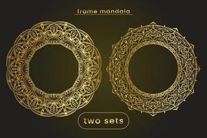 Sets von Mandala-Kunst-Hintergrundrahmen vektor