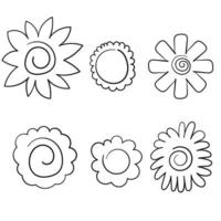 handritad söt rund blomma växt samling. kärlekskort symbol. växande koncept. platt design. isolerat. vektor illustration